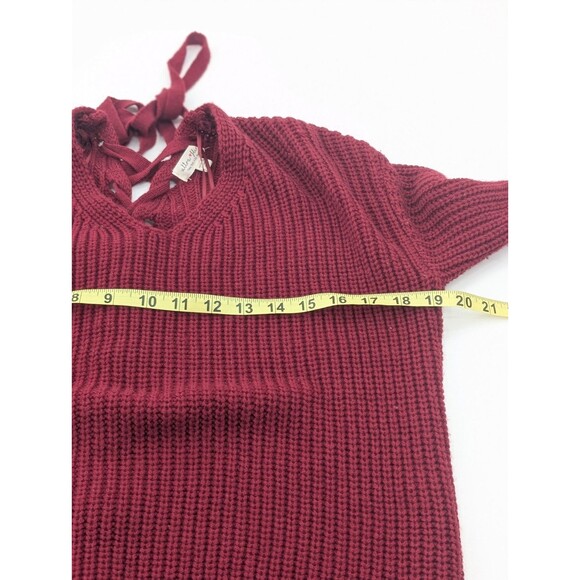 Ultra Flirt 90s Red Chunky Knit Tie-Back V-Neck Sweater Size Jrs. Extra Small - Picture 4 of 7